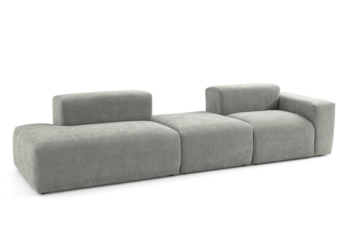 4-SITZER modulares Sofa HEAVEN SET 4 Links, Breite 335 cm Webstoff Grau - Schwarz/Grau, Holz/Kunststoff (335/71/102cm) - Muffo