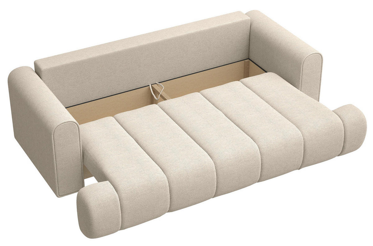 3-SITZER-SOFA Dandelino Hellbeige mit Schlaffunktion - Ecru/Schwarz, Kunststoff/Textil (250/90/112cm) - Selsey