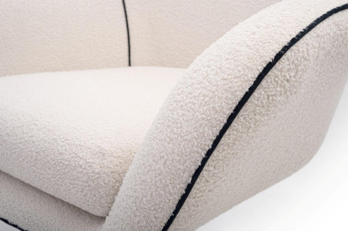SESSEL Weiß LISA Drehbar Verstellbare Rückenlehne Bezug Bouclé - Weiß, Textil (88/110/106cm) - Sepro Meble