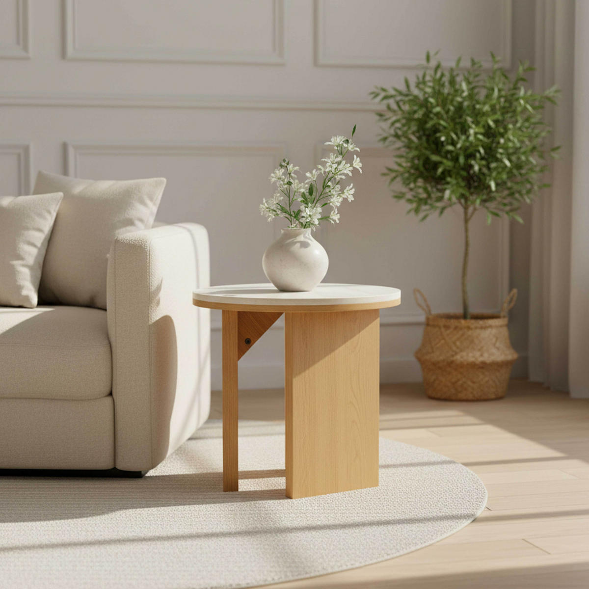 COUCHTISCH, helles Holz - Beige, Holz (50/50/45cm) - Oviala