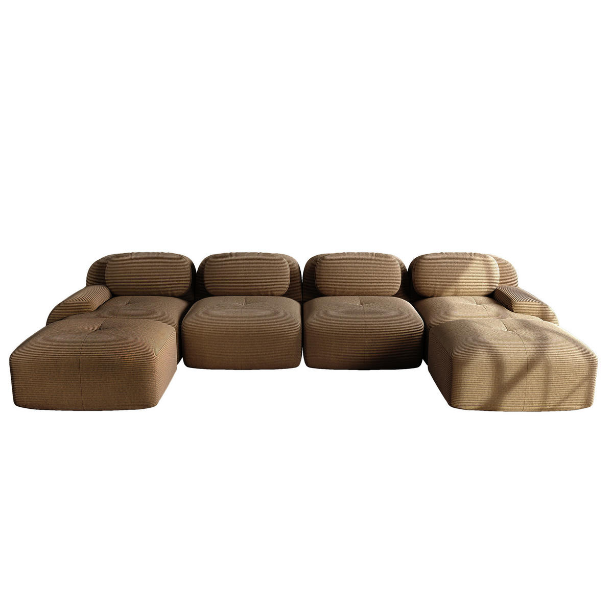 ECKSOFA 388/178/75 cm braun aus Cordstoff montagefrei mit ergonomischer Polsterung - Braun, Textil (178/388cm) - OKWISH