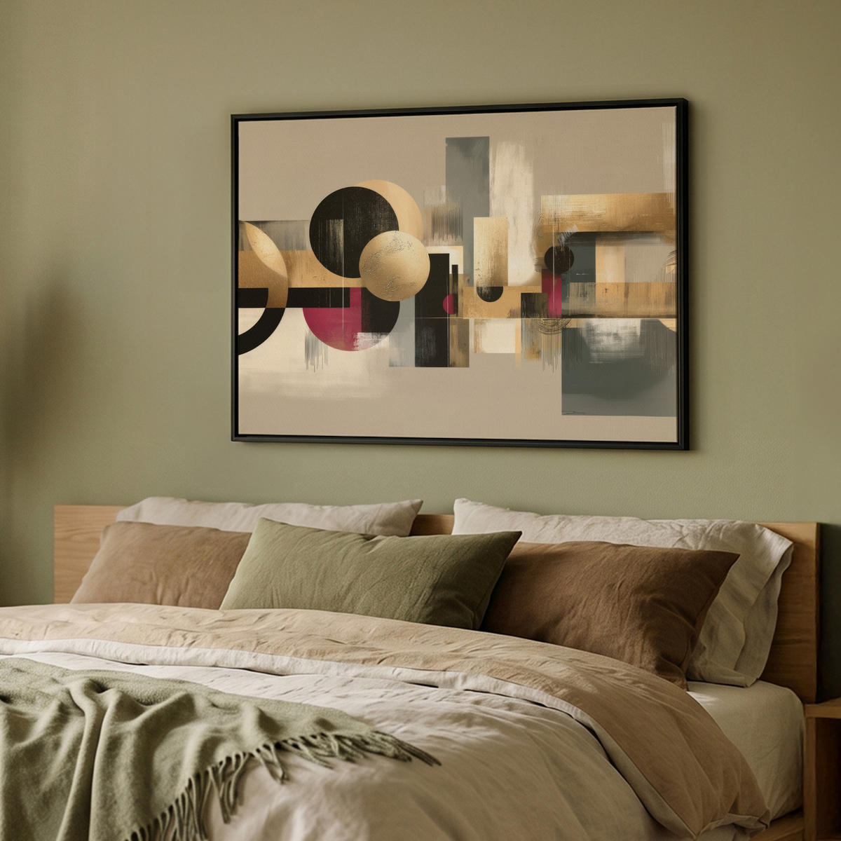 LEINWAND Bilder mit Rahmen - Abstrakt - Formen - Beige - Texturen - 100x70 - Beige, Textil (100/70cm) - MuchoWow