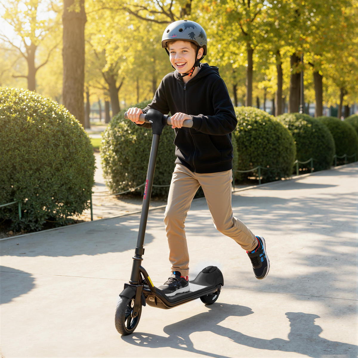 KINDERSCOOTER DE-16992 LED-Display & RGB-Licht Schwarz - Schwarz, Metall (80/34/89cm) - ComfortXL