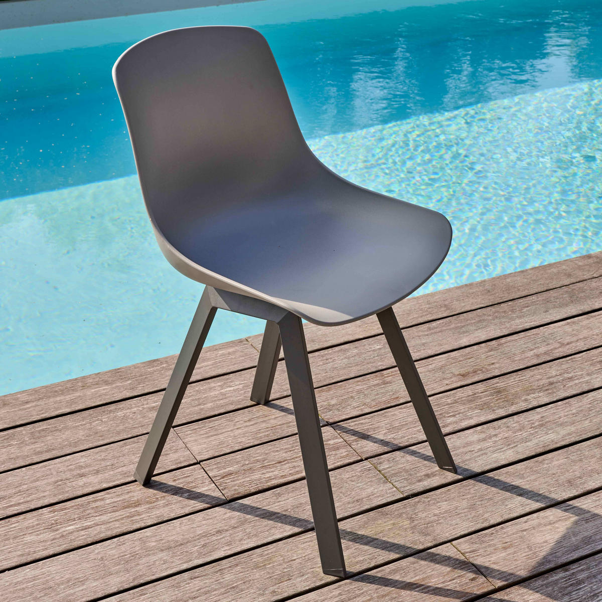 GARTENSTUHL 4-tlg., Grau - Grau, Metall (46/82/50cm) - Oviala