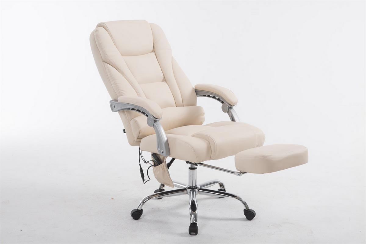 BÜROSTUHL Pacira-N, Kunstleder mit Massagefunktion Creme - Creme, Textil/Metall (68/127/64cm) - TPFLiving