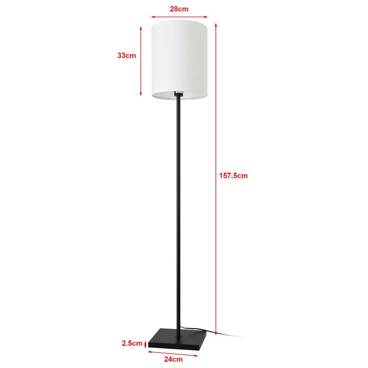 STEHLEUCHTE Solna - Weiß, Metall (28/28/157.5cm) - lux.pro