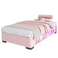 POLSTERBETT 90/200 cm Rosa mit LED und Stauraum ohne Matratze - Rosa, Textil (90/200cm) - MIVRAY