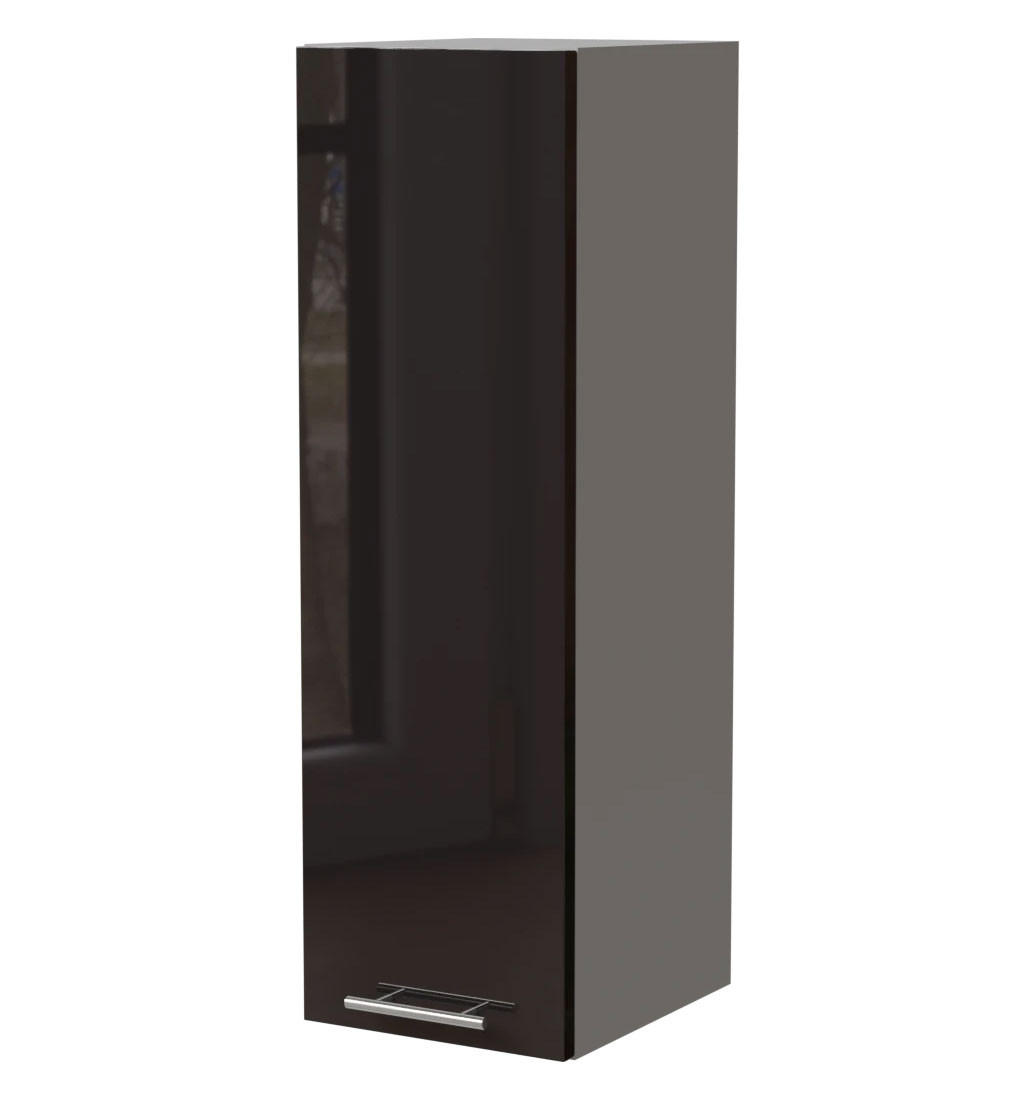 Feldmann-Wohnen Küchenhängeschrank Schwarz Hochglanz, Grau 30x96x32.5 cm