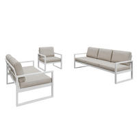 GARTENSET Madera für 6 Personen Balkonmöbel Aluminium Terassenmöbel Sitzbank, 4-tlg. Tisch, weiß, ecru - Ecru/Weiß, Kunststoff/Metall - Margaret Hadas24