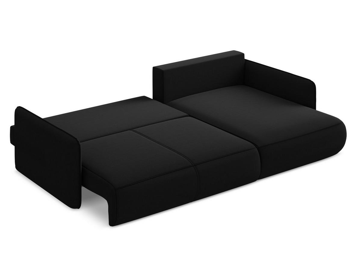 ECKSOFA mit Schlaffunktion Samt Stoff Schwarz - Schwarz, Kunststoff/Textil (240/148cm) - Makamii