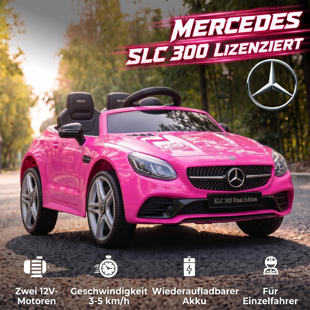 KINDER-ELEKTROAUTO Kunststoff Metall Rosa - Rosa, Kunststoff (107/62.5/44cm) - AIYAPLAY