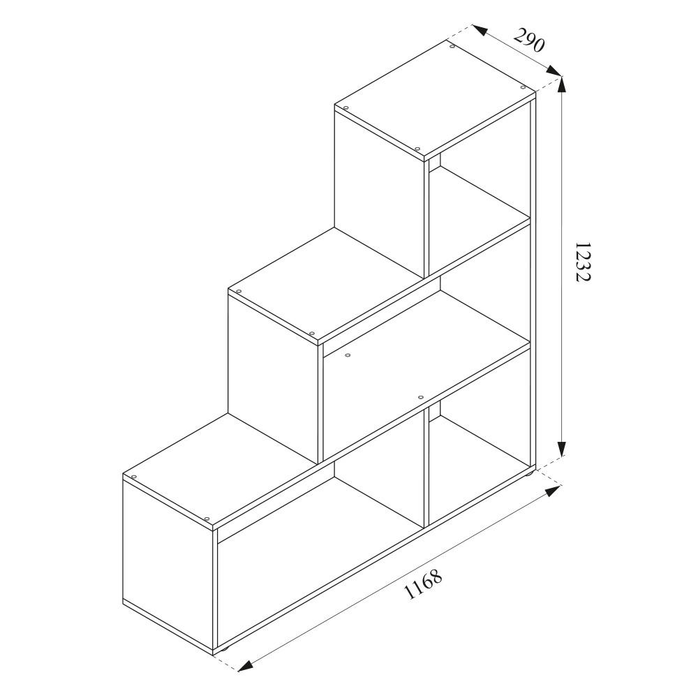 Thumbnail - Vicco Treppenregal, Grau, Holzwerkstoff, 4 Fächer, Rechteckig, 116.8x123.2x29 cm, Wohnzimmer, Raumteiler & Paravents, Ra...