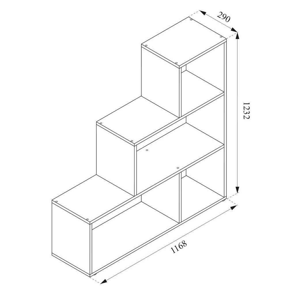 Thumbnail - Vicco Treppenregal, Weiß, Holzwerkstoff, 4 Fächer, Rechteckig, 116.8x123.2x29 cm, Wohnzimmer, Raumteiler & Paravents, Ra...