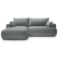 ECKSOFA Ovo Grau mit wasserabweisendem Samtbezug - Schwarz/Grau, Kunststoff/Textil (260/165cm) - Selsey