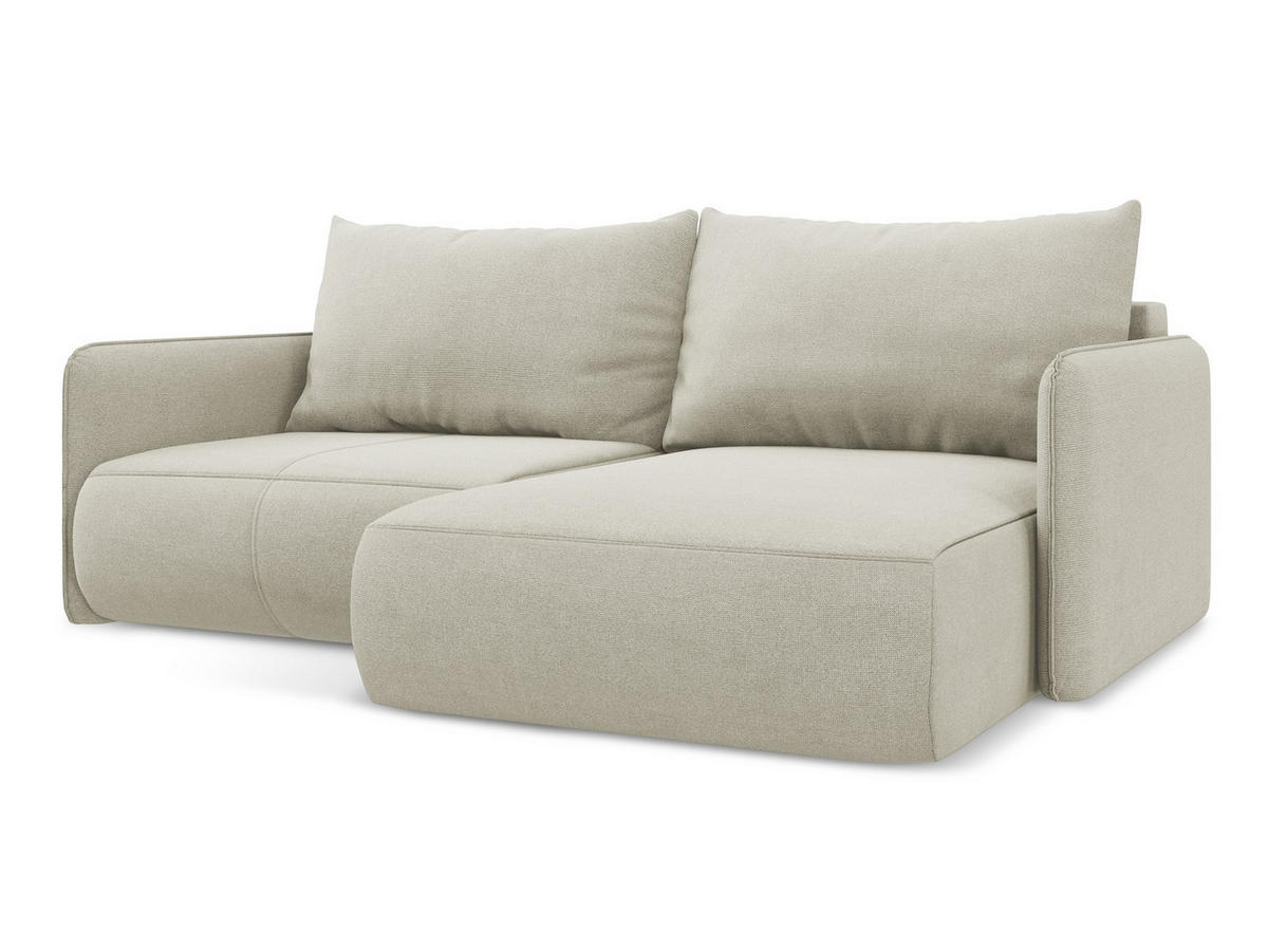 ECKSOFA mit Schlaffunktion Strukturstoff Stoff Beige - Beige/Creme, Kunststoff/Textil (207/148cm) - Makamii