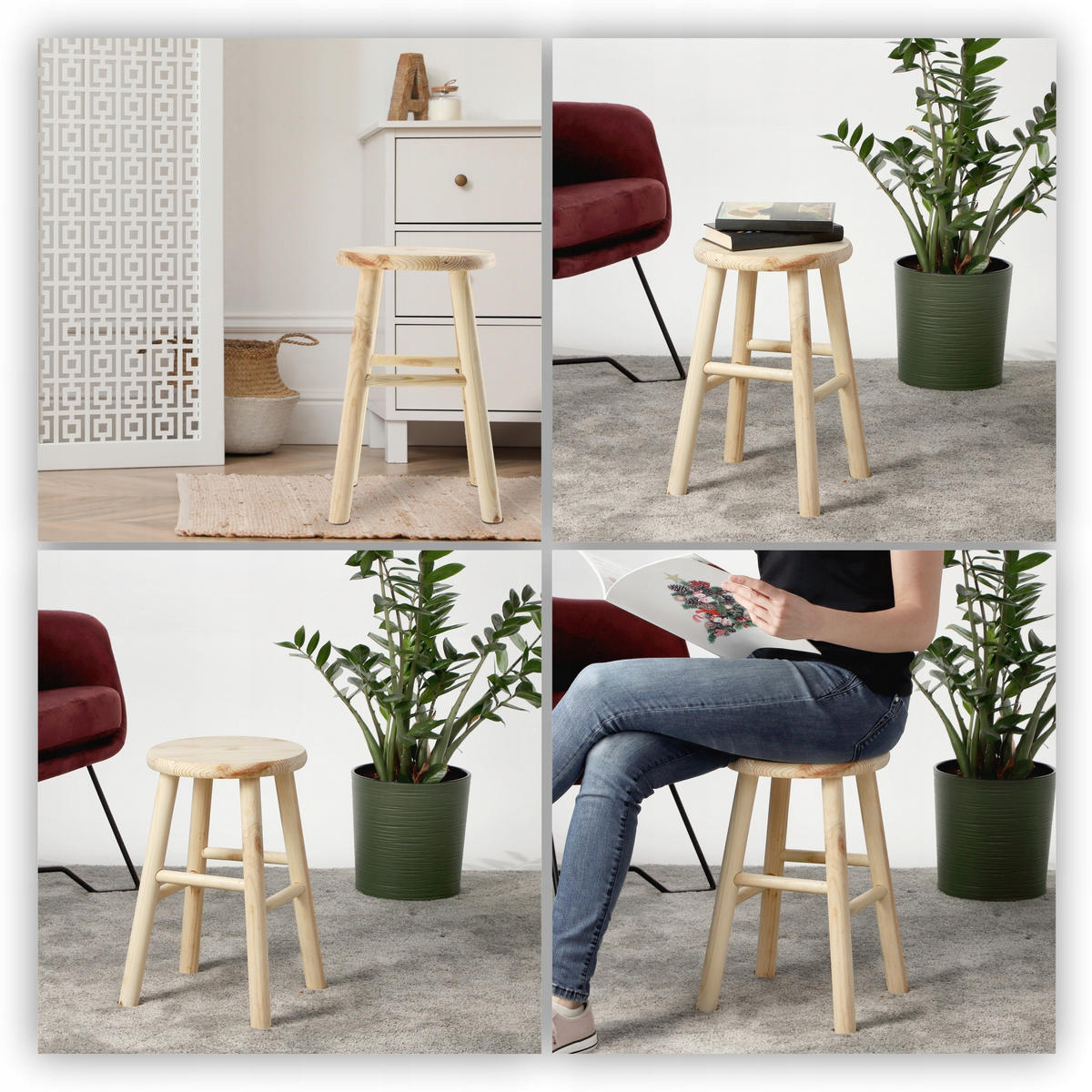 HOLZHOCKER 45 x 29 cm, natur - Naturfarben, Holz (29/45cm) - KADAX