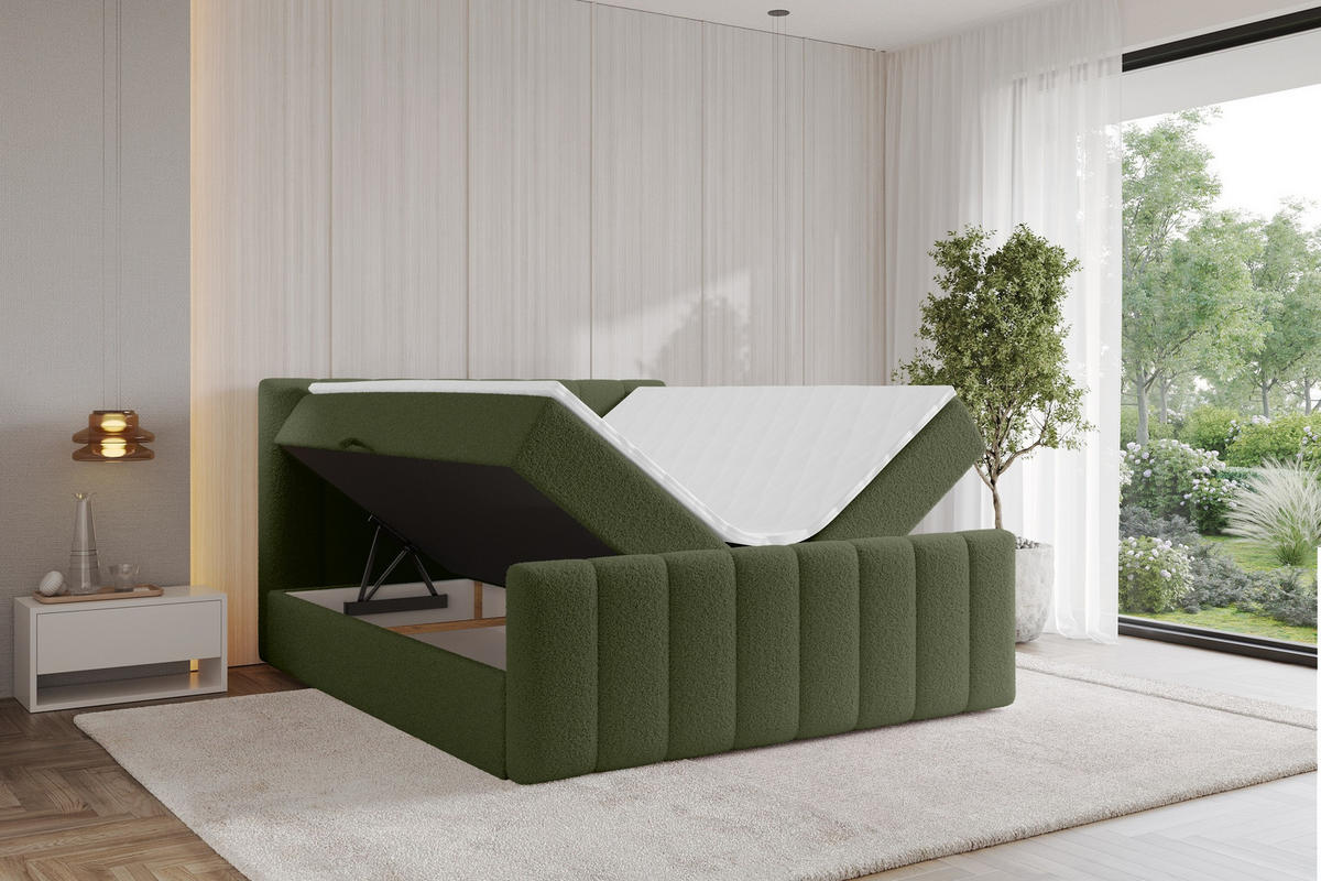 KONTINENTÁLNÍ POSTEL s matrací H3 - OTTA-Z - 140x200 cm Zelená - zelená barva, kompozitní dřevo (140/200cm) - ALTDECOR