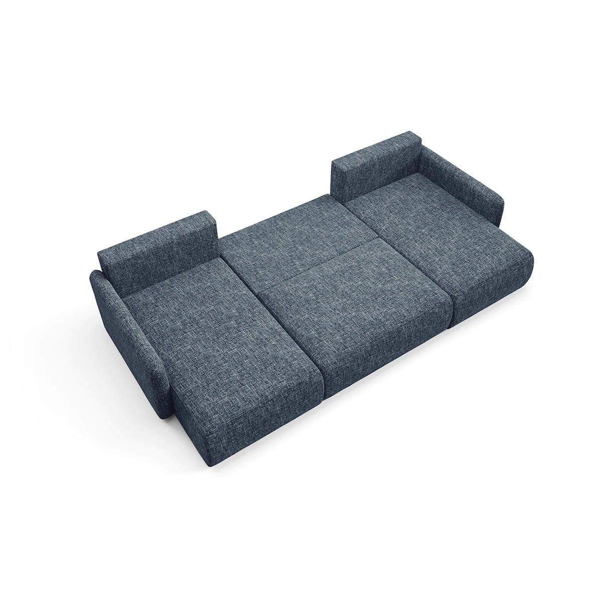 PANORAMASOFA Lazare 4 Sitzplätze Blau - Blau, Holz (290/86/148cm) - Petits-meubles