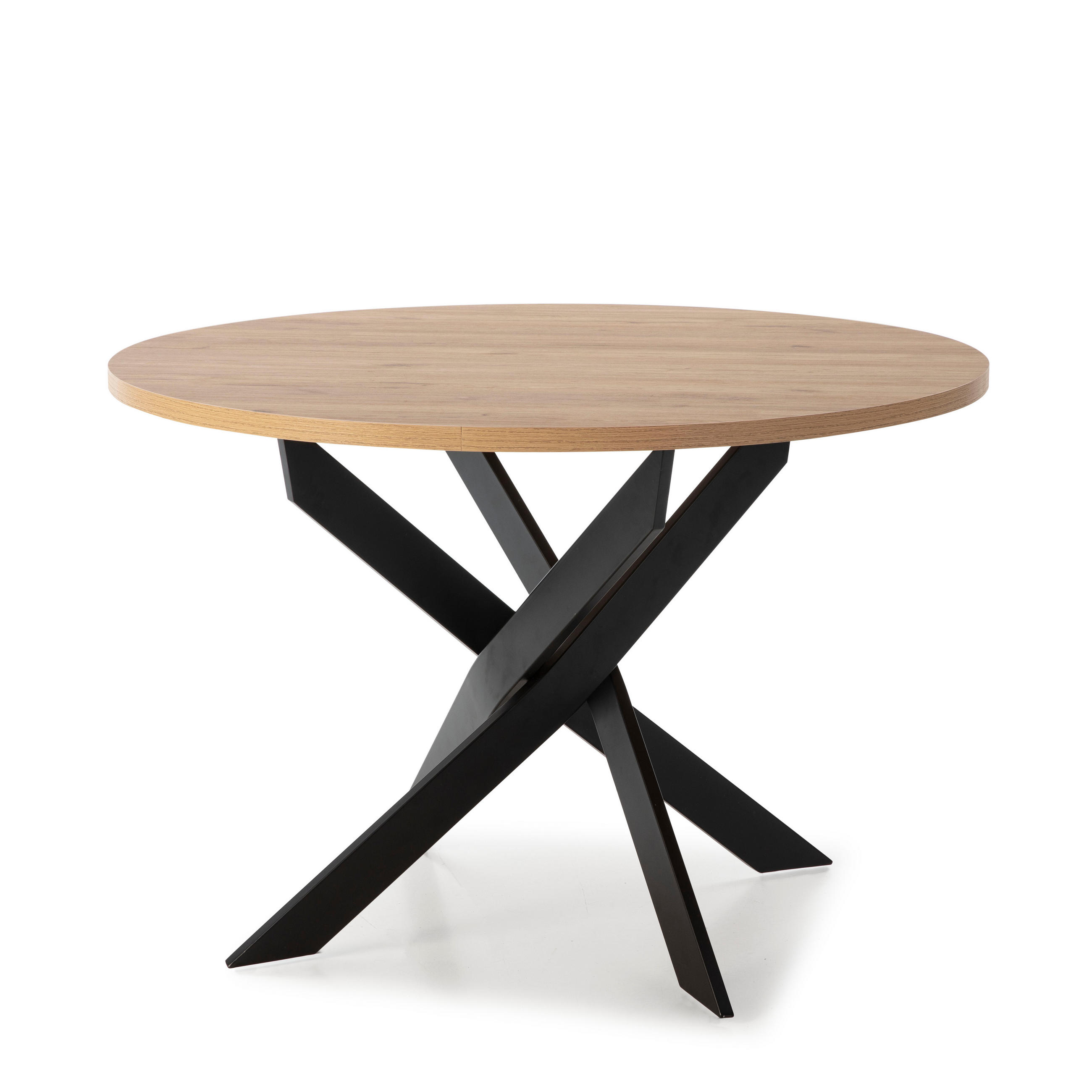 TISCH mit weißen metallbeinen - ther 120/120/77 cm - Schwarz, Holz (120/120/77cm) - Calicosy