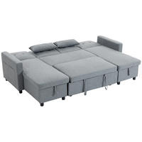ECKSOFA mit Schlaffunktion Polyester Grau - Schwarz/Grau, Holz/Kunststoff (147/85/241cm) - HOMCOM