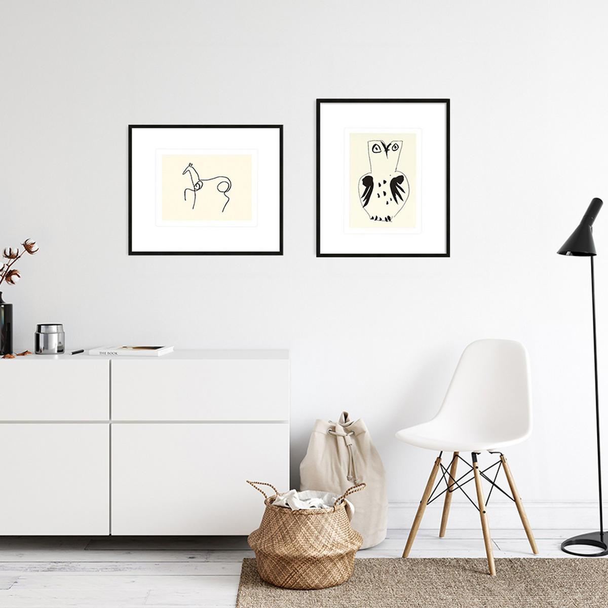 BILD gerahmt 53x63 cm Pablo Picasso „Eule“ - Weiß, Holz (53/63cm) - artissimo