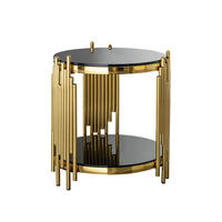 BEISTELLTISCH in Schwarz Runder Wohnzimmer für Wohnzimmer / Zuhause / Büro - Goldfarben/Schwarz, Glas/Holzwerkstoff (45/45/55cm) - STILVORA