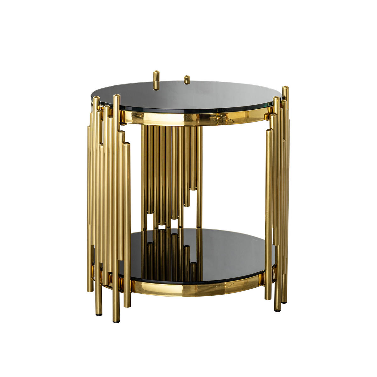 SIDOBORD glas svart & guld, 2 plan - Svart, Metall (45/45/55cm) - Urban Meuble