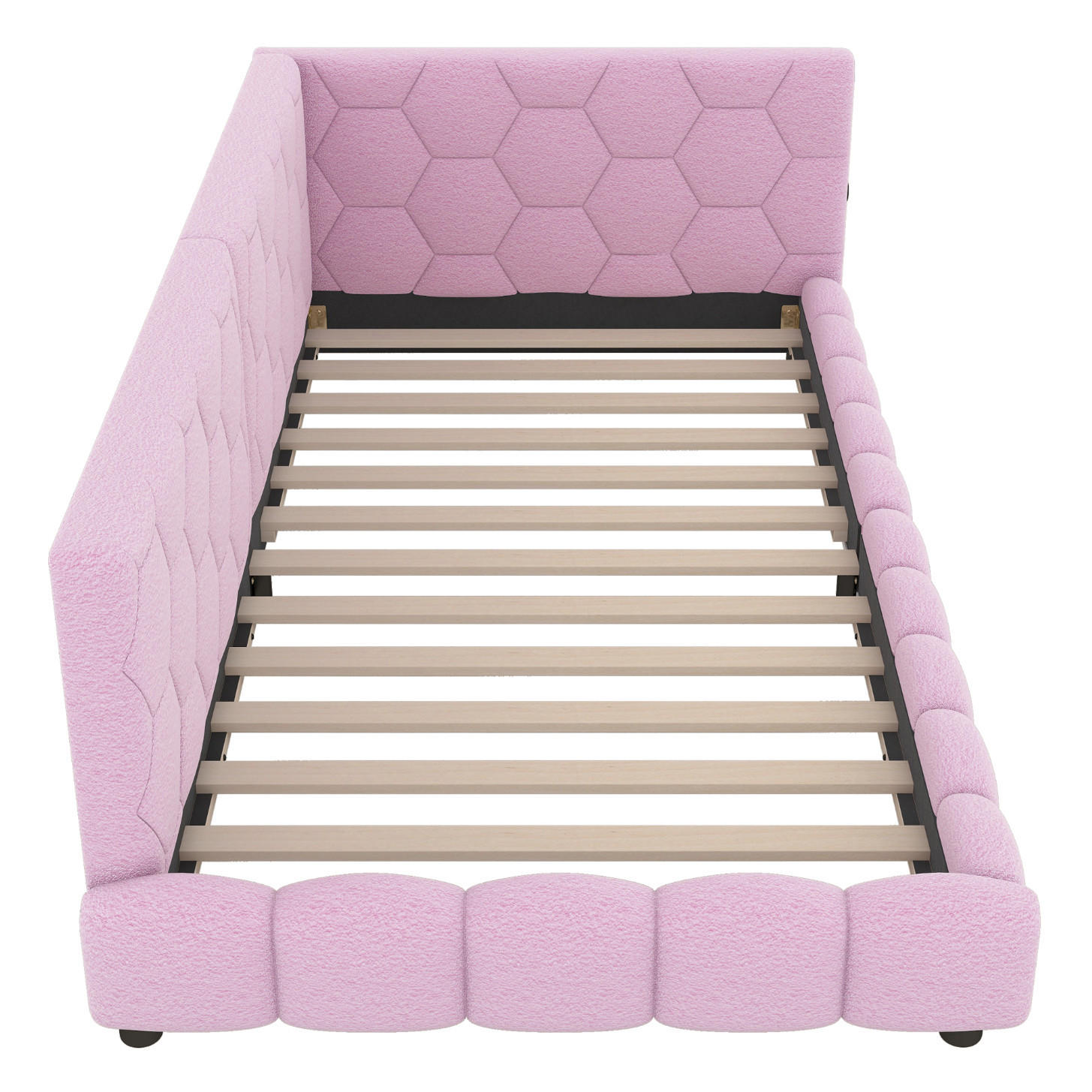 BETT 90/200 cm Rosa aus Vliesimitat und MDF mit LED-Beleuchtung - Rosa, Textil (90/200cm) - OKMYHOME