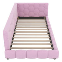 BETT 90/200 cm Rosa aus Vliesimitat und MDF mit LED-Beleuchtung - Rosa, Textil (90/200cm) - OKMYHOME