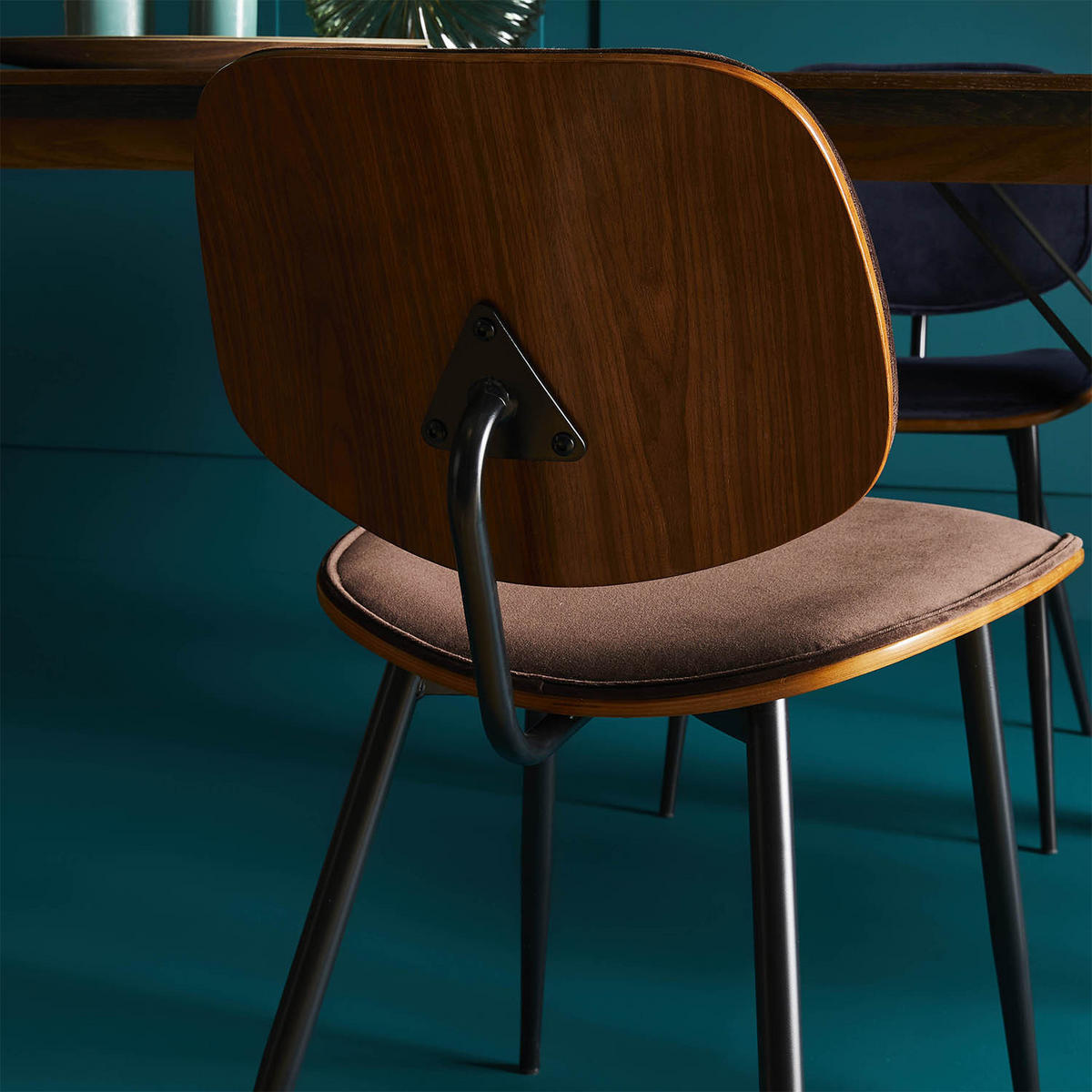 VELOURS-STÜHLE im 2er-Set mit Holz-Finish - Olympia - Braun, Holz (76.5/76.5/46cm) - Signature