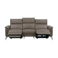 3-SITZER Sofa Borea Echtleder mit 2 x Relaxfunktion Greige - Greige, Leder/Metall (220/102/98cm)