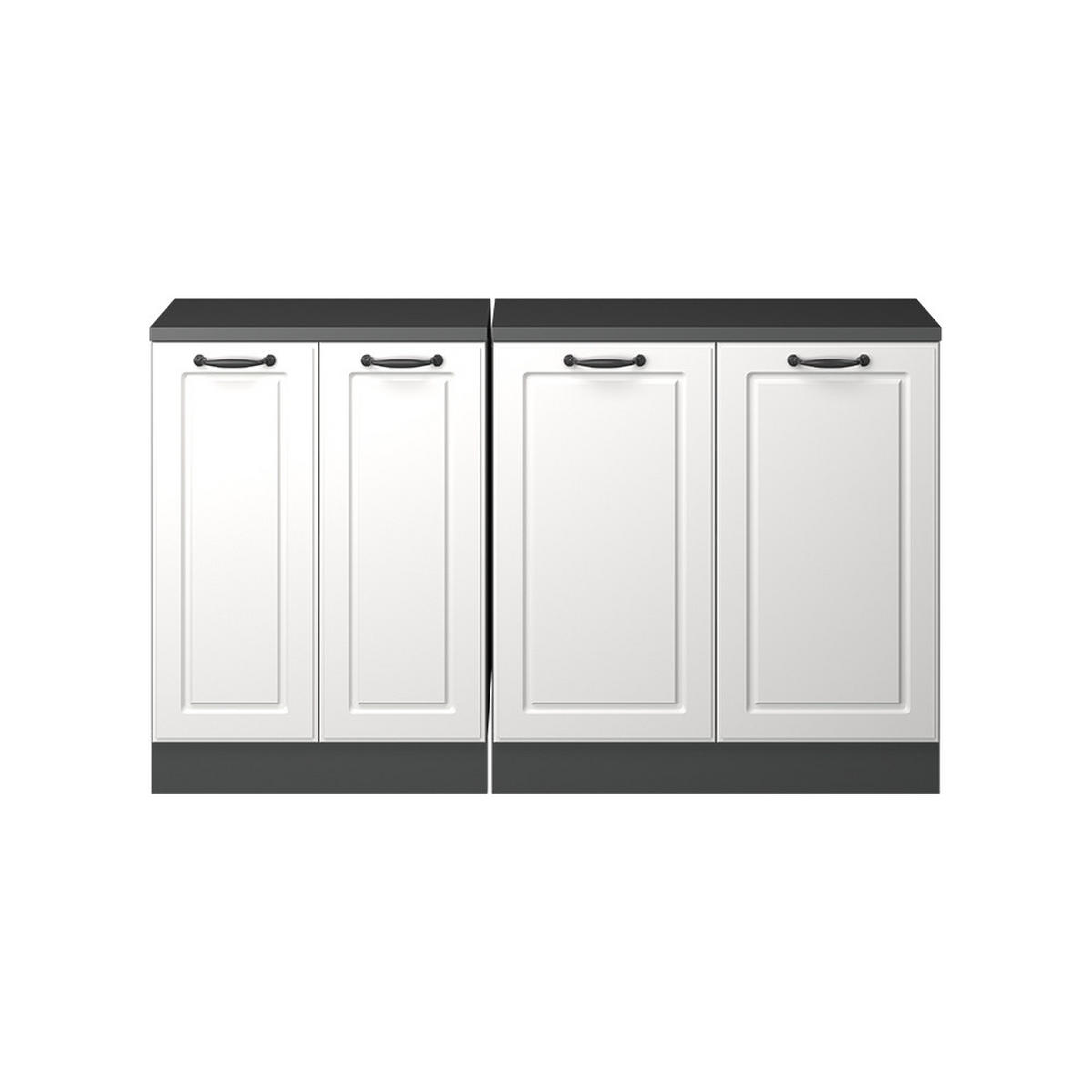 KÜCHENSCHRANK FÜR DACHSCHRÄGEN R-Line Weiß Landhaus 140 cm 2er Set Schrankkorpuss 60 cm Tiefe - Anthrazit/Weiß, Holzwerkstoff (140/83.8/60cm) - Vicco