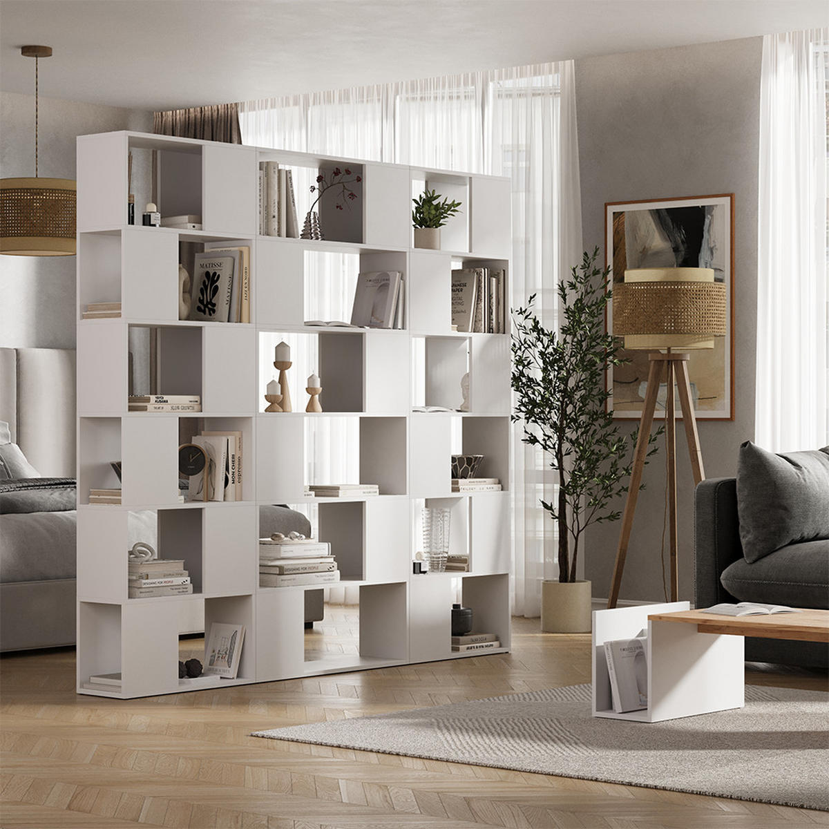 RAUMTEILER Eneos Weiß 80 x 186 cm - Weiß, Holzwerkstoff (80/186/24cm) - Vicco