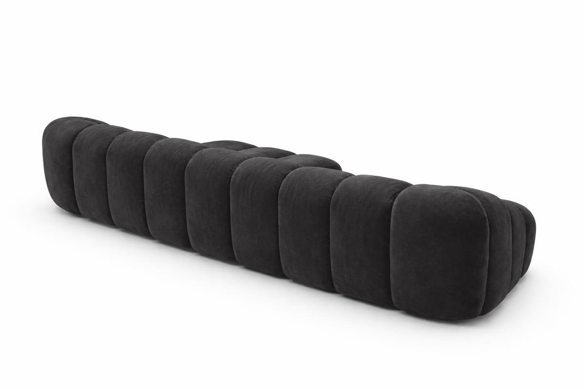 ECKSOFA Modulare L-Form, Veloursstoff Bluvel, Schwarz, Rechts, CROISSANT XL - Schwarz, Holz (340/190cm) - Kaiser Möbel