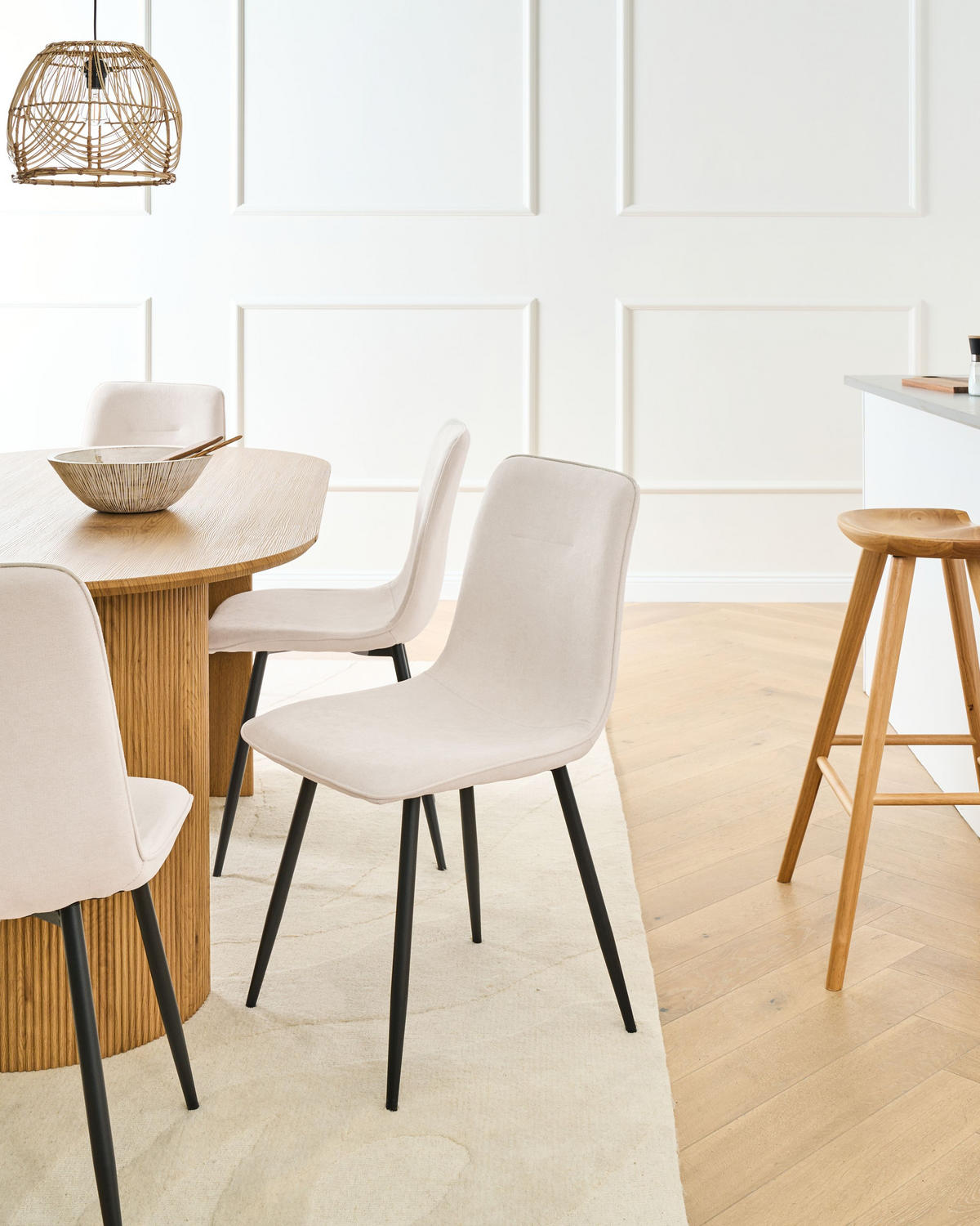 ESSZIMMERSTUHL 4er-Set Hellbeige Tuscola - Beige/Schwarz, Textil (46/88/58cm) - Beliani