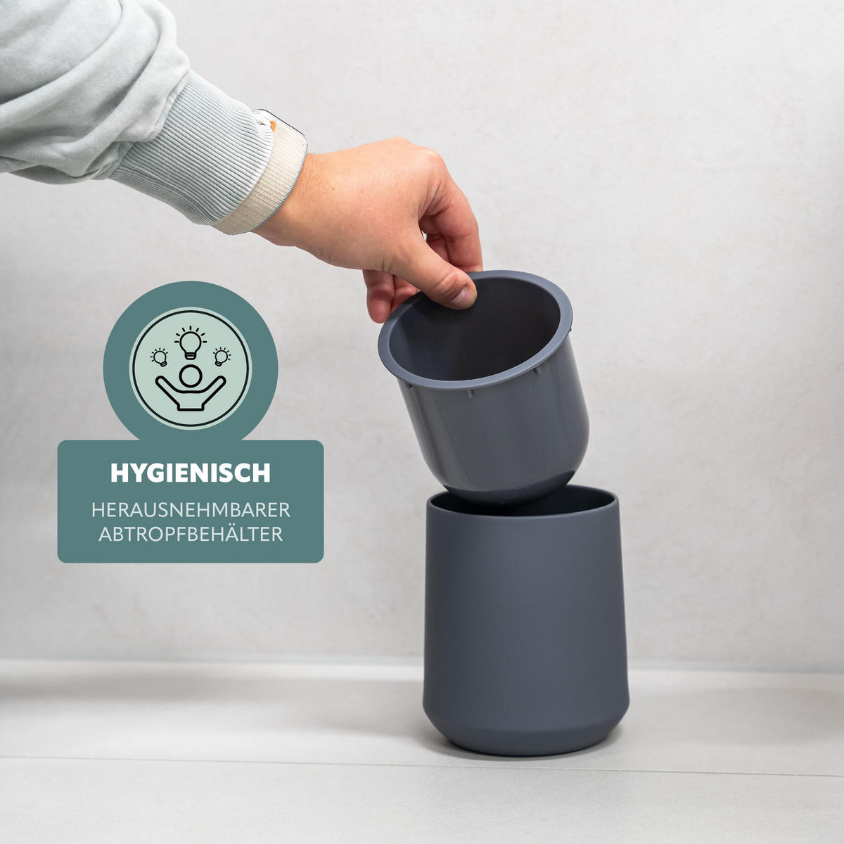 WC-GARNITUR TESERO, Kunststoff, grau - Grau, Kunststoff (10.5/39.5/10.5cm) - eluno