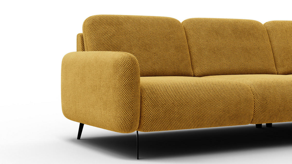 ECKSOFA FEBE 4-Sitzer rechts, dunkelgelb - Gelb/Schwarz, Holz/Textil (264/157cm) - Courtois Laville