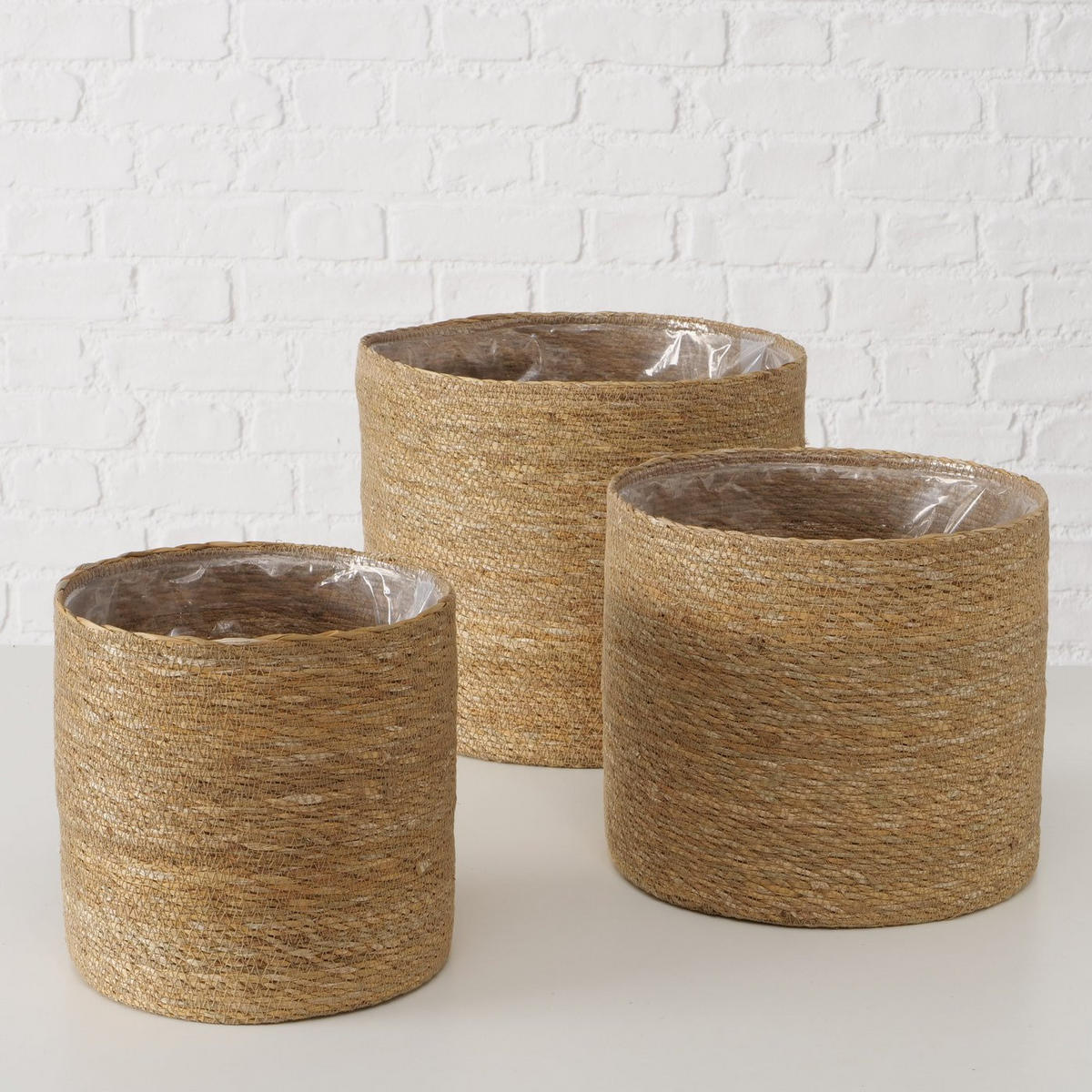 BLUMENTOPF Seegras Sophy 3er-Set - Braun, Naturmaterialien (31/27cm) - Boltze Home