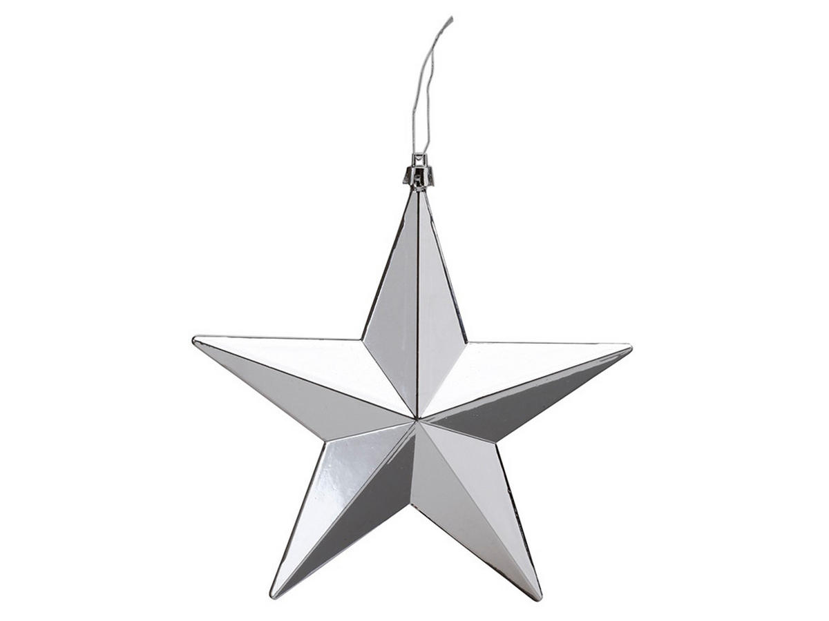 WEIHNACHTSORNAMENTE 6er-Set Ornamente Sterne silber Mix 9 cm - Silberfarben, Kunststoff (9/9/9cm) - LAALU