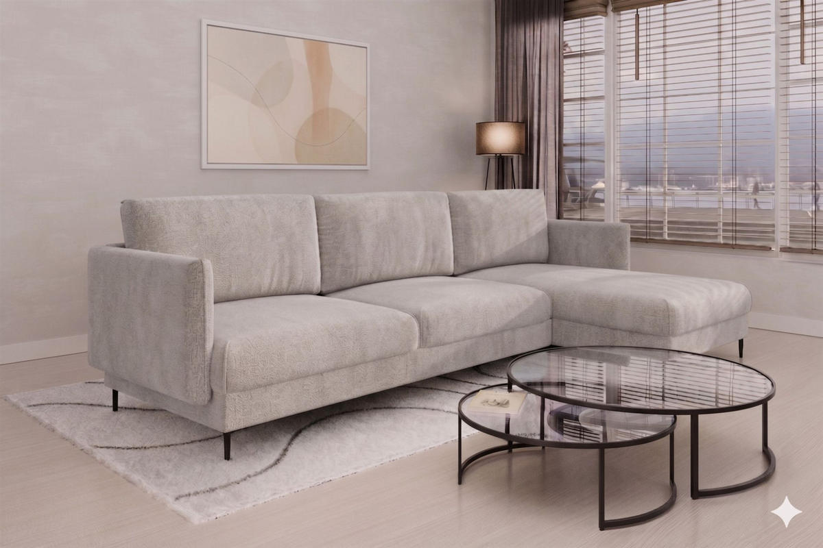 ECKSOFA Helmer Max In Stoff Vibe - Grau, Holzwerkstoff/Textil (323/164cm) - Fun Möbel
