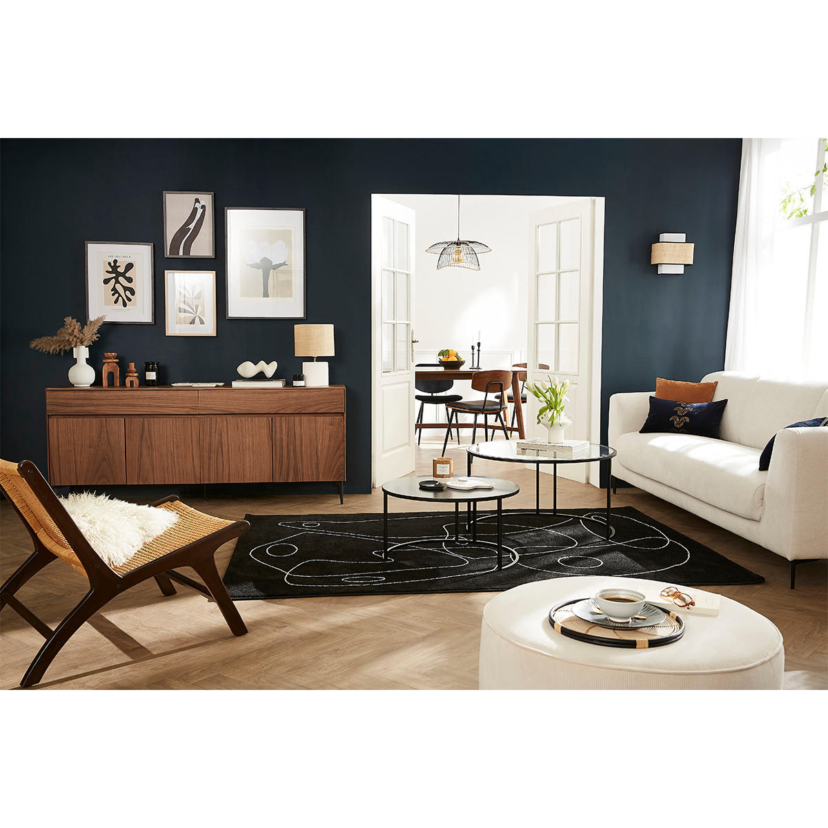 SIDEBOARD Walnussfurnier L180 cm BLISS - Walnussfarben, Holz (40/74.8/180.3cm) - Miliboo