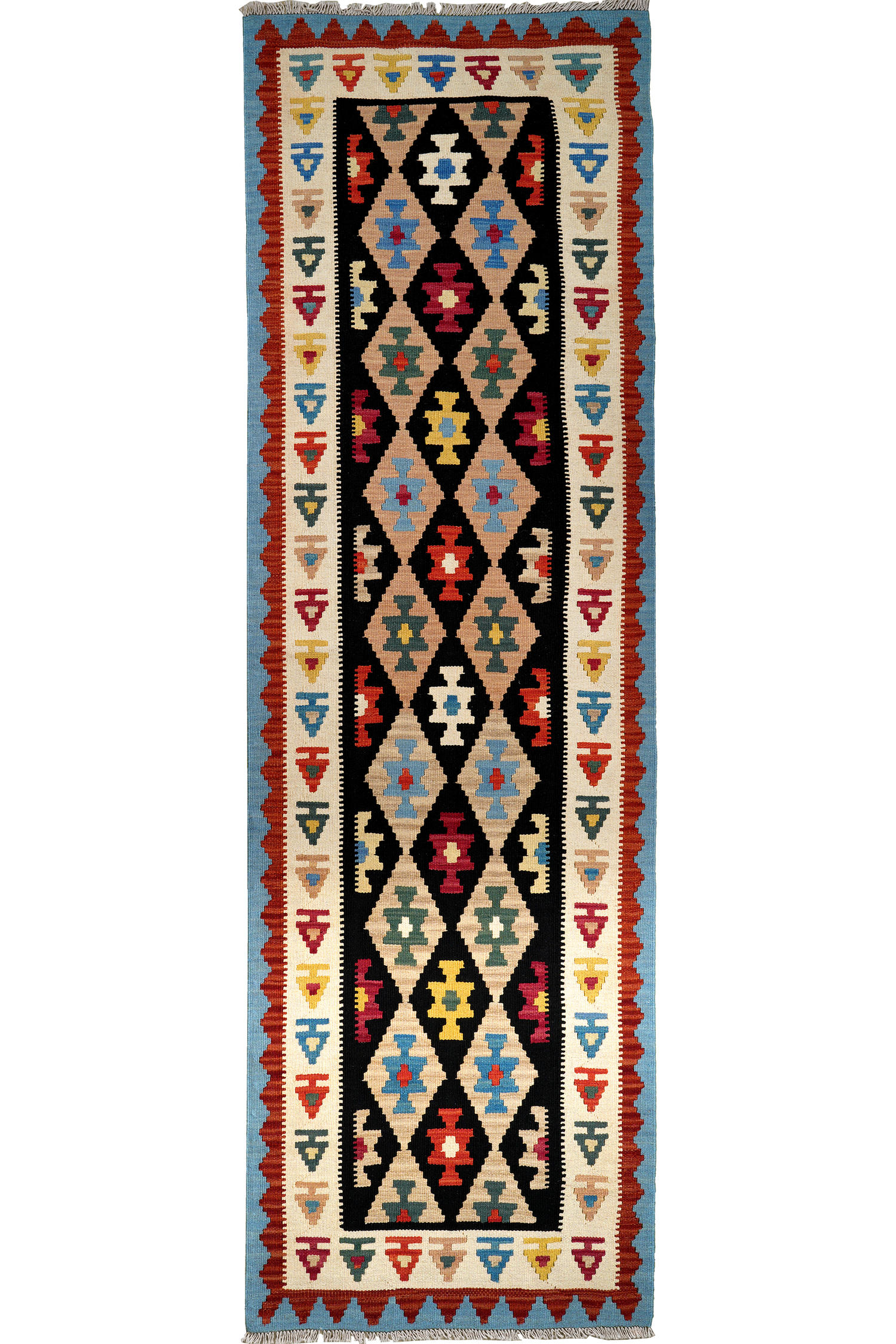 LÄUFER Gashgai Kelim Schwarz 295/88 cm Schurwolle - Schwarz, Textil (88/295cm) - Looma