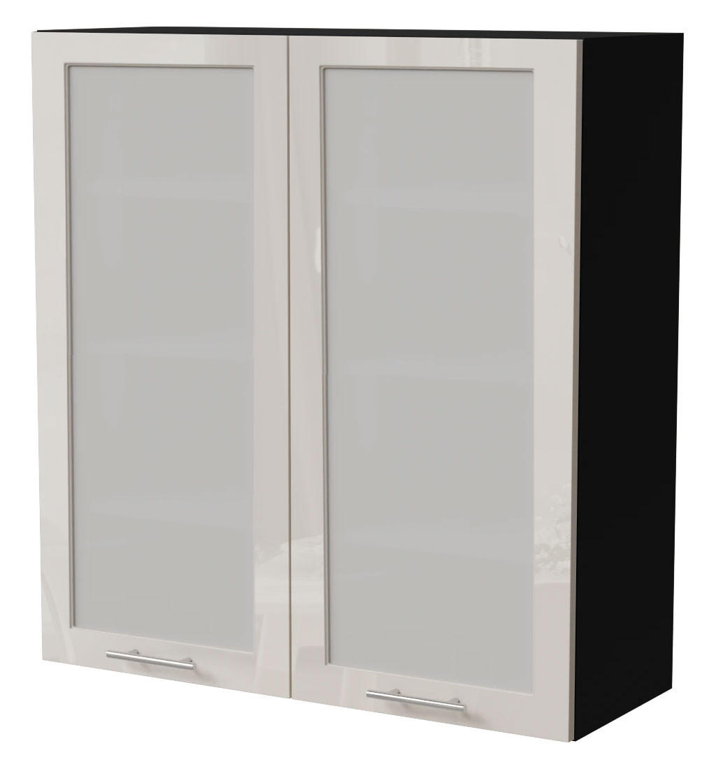 HÄNGESCHRANK Brerra W4S/90 Schwarz / RAL 9001 creme Hochglanz 90 / 32,5 / 96cm - Creme/Schwarz, Holz/Holzwerkstoff (90/96/32.5cm) - Feldmann-Wohnen