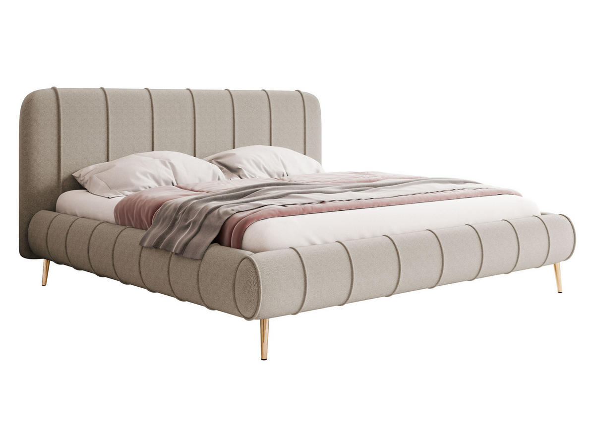 POLSTERBETT Slim XI mit Füße - Kaschmir/Goldfarben, Holz/Holzwerkstoff (140/200cm) - MIRJAN24