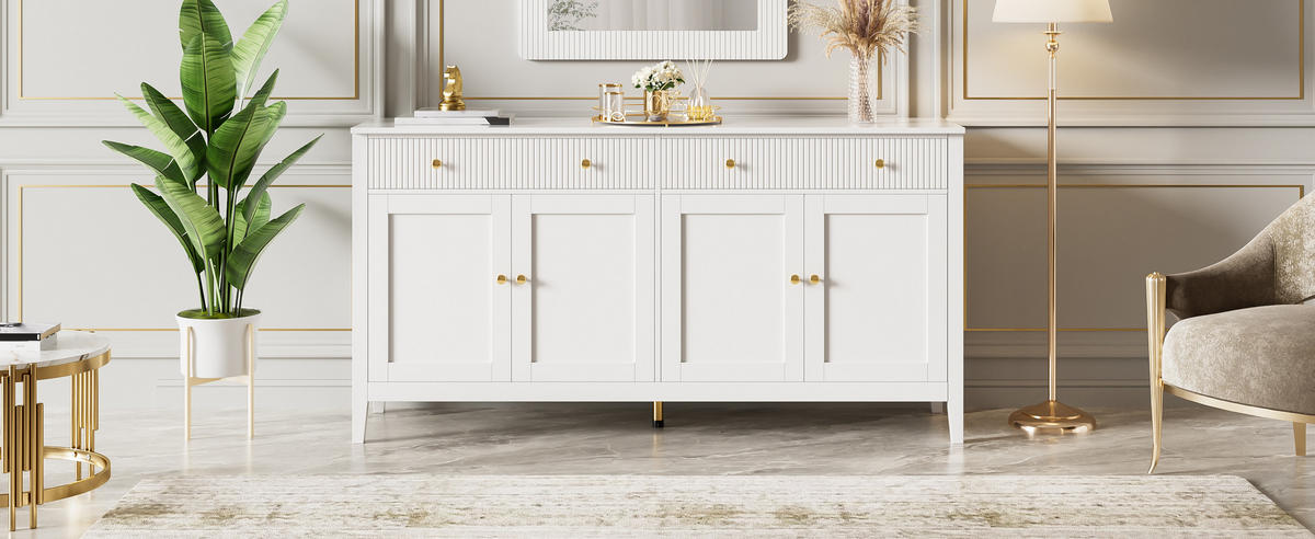 SIDEBOARD weiß 2 Schubladen 4 Türen - Weiß, Holz (160/82/40cm) - Fortuna Lai