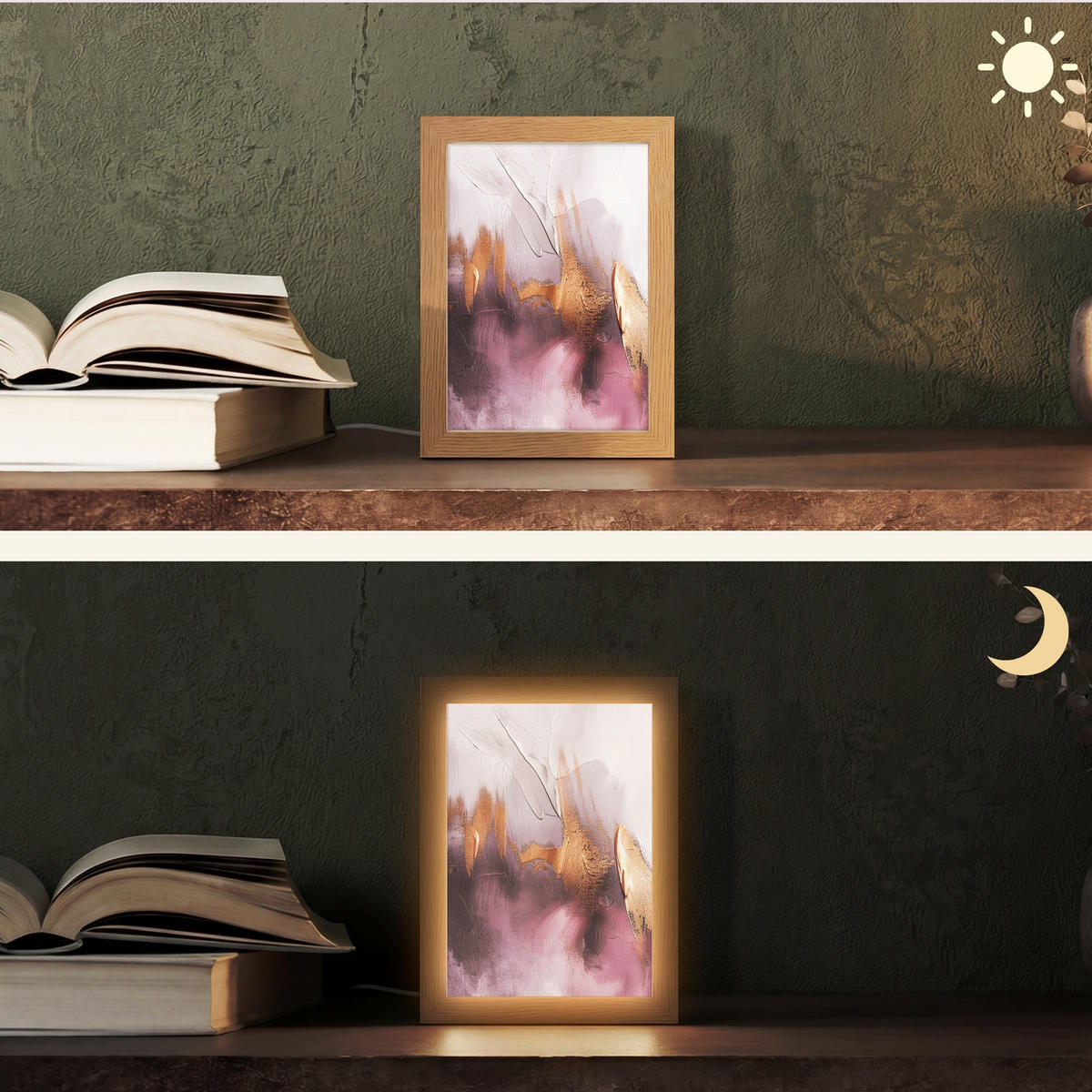 STOLNÍ LAMPA Fialová - abstraktní - barva - zlatá 15x20 cm - barva baltimore, kompozitní dřevo (8/15/20cm) - OnlyWow