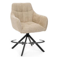 STUHL FANO X drehbar gepolsterter mit Steppung - hellbeige - Boucle - Beige/Schwarz, Textil/Metall (58/83/59cm) - NEW HOME
