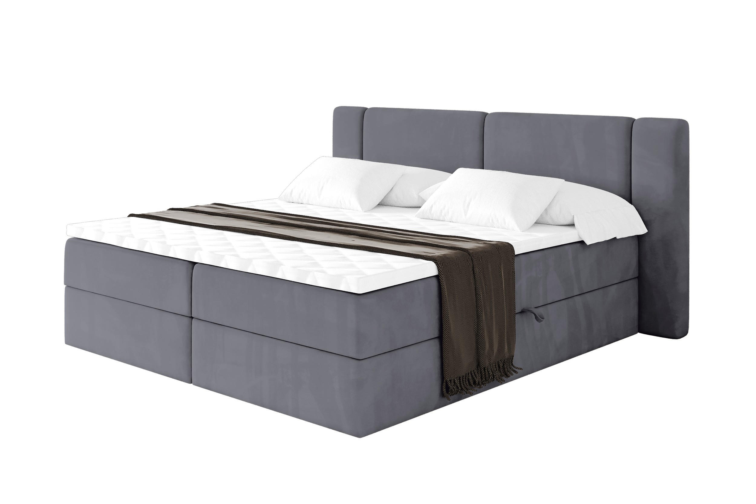 BOXBETT mit Matratze H3 - EVON - 140x200 cm Dunkelgrau - Dunkelgrau, Holzwerkstoff (140/200cm) - ALTDECOR