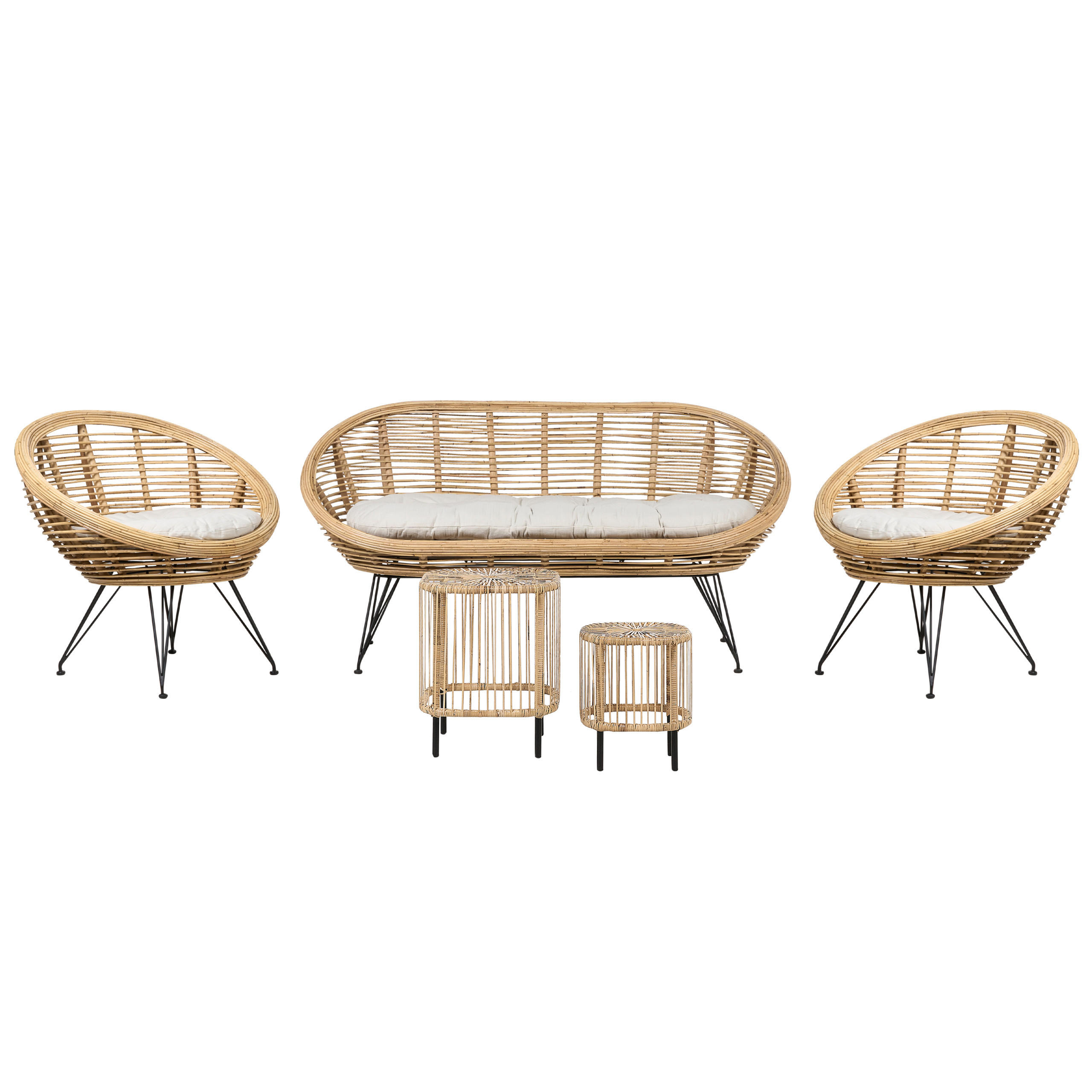 4-SITZER LOUNGE SET Rattan Natürlich Maratea/Cesenatico - Naturfarben, Naturmaterialen - Beliani