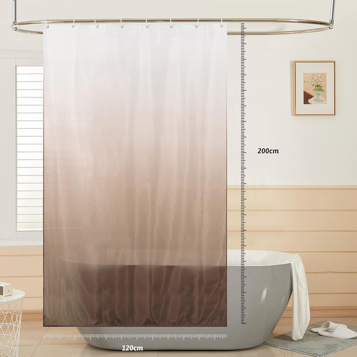 DUSCHVORHANG Textil Taupe 120 x 200 cm - Multicolor, Textil (120/200cm)